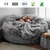 IJNBHU Large Bean Bag ChairGiant FoamFilled Furniture Machine Washable CoversBig Round Soft Fluffy Faux Fur BeanBag Lazy Sofa Bed Cover Giant Fur