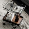 Saturey Side Table Rectangular Side Table Wrought Iron Movable Dining Car Home Living Room Sofa Side Decoration Small Coffee Table Kitchen Double