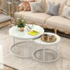 Modern Round Tempered Glass Nesting Tables Metal Frame Coffee Tables Living Room Table Sets Furniture