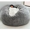 IJNBHU Large Bean Bag ChairGiant FoamFilled Furniture Machine Washable CoversBig Round Soft Fluffy Faux Fur BeanBag Lazy Sofa Bed Cover Giant Fur