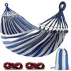 MOSFiATA 285x155cm Hammock with Spreader Bars, Camping Hammock Outdoor, with Thickened Durable Canvas Fabric and Sturdy Metal Knot, 550 lb Load C