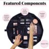 The Flat Lay Makeup Bag  Travel Make Up Organiser for Cosmetics Eyeshadow MakeUp Brushes Lipstick  Tools  Drawstring Bag Storage for Skin Care  T