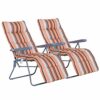 Outsunny Set of 2 Garden Patio Outdoor Sun Recliners Loungers Folding Foldable Multi Position Relaxers Chairs with Cushions Fire Retardant Sponge