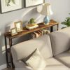 Rolanstar Narrow Console Table Rustic Sofa Table with 2 Mesh Shelves Entryway Table with Retro Metal Frame for Entryway Living Room