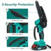 Mini Chainsaw 6inch Cordless, Salati Electric Chainsaw with 2 Rechargeable Battery & 2 Chains, One-Handed Portable Operated Power Chainsaw for Tr