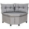 LIYING 4piece Resin Wicker Patio With Round Table Gray Cushion Furniture Set Sofatype Garden Pool Balcony