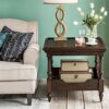 KIZQYN Side Table 23.6 Square Side Table in Black Walnut Wooden Rustic End Side Table 2 Tier Square Small Coffee Table Sofa Side Table Nightstand