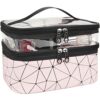 MKPCW Makeup Bags Double Layer Travel Cosmetic Cases Make up Organizer Toiletry Bags Pink