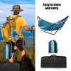 Hammock with Stand, Double Cotton Hammock with Spreader Bars, Space-Saving and Adjustable Steel Stand Perfect for Garden Camping Travel Backyard,