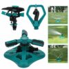 WISDOMWELL Garden Sprinkler Adjustable water spray range Suitable for large areas of lawn Automatic 360 Degree 3 Arm Rotating Sprinkler System Sp