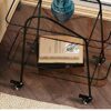 NXYJD Sofa Side Table Glass Corner Table Mobile Wheeled Small Coffee Table Living Room Table Dining Car Stainless Color  Silverclear glass