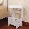 European Mini Plastic Round Coffee Tea Table Home Simple Plastic Living Room Bedroom Storage Shelf Bedside Table White