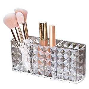 huahuo 3 Slot Acrylic Cosmetic Brushes StorageMakeup Brush Holder Organizer Category Eyeliner Lipstick Eyebrow Pencil Etc.