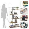 Meerveil Bookshelf, 5-Tier Floor Standing Bookcase, Asymmetrical Staggered Display Shelf, Plant Shelf, Industrial Style, for Living Room, Bedroom