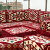 U Shaped Arabic Sofa Set Terrace Pallet Sofa Maroon Sectional Sofas Floor Cushions Arabic Majlis Pouffs Turkish Floor Seating Set U Sofa Full Set