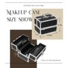 Vanity Case Makeup Organiser Box with 4 Trays Kids Cosmetic Storage Box Beauty Case Make Up Travel Box Lockable Lock with Keys Glitter Black