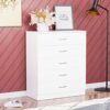 Vida Designs White Chest of Drawers, 5 Drawer With Metal Handles and Runners, Unique Anti-Bowing Drawer Support, Riano Bedroom Furniture