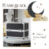 Vanity Case Makeup Organiser Box with 4 Trays Kids Cosmetic Storage Box Beauty Case Make Up Travel Box Lockable Lock with Keys Glitter Black