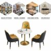 KST Coffee Table Modern Round Marble Decoration Table Golden Metal Frame Easy to Clean Living Room Balcony Home  Office White 7075cm