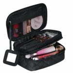 Make Up Bag Organiser for Women Travel Cosmetic Bag Waterproof with Brush Compartment and Mirror23  10  14cm Portable Double Layers Large Capacit