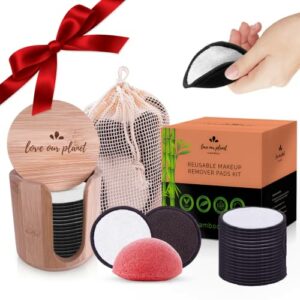 Love Our Planet Reusable Makeup Remover Pads I 18 Reusable Cotton Bamboo Pads I Reusable Make Up Pads Face Eye Remover Pads Washable Eco Friendly