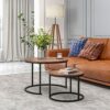 Tok Mark Traders Modern Sleek  Stylish Golden Rattan Side Table Circle Round Table solid Matte Black finish Legs Sofa Side Table Stool Coffee Bes