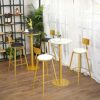 Bar Round Table Marble Highleg Table Bistro Cocktail Table with Golden Legs Sturdy Metal Frame Suitable for Living Room Coffee Shop Easy to Assem