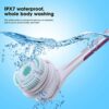 Electric Body Brush with 5 Attachments SoulBay Rechargeable IPX7 Waterproof Shower Spin Scrubber Back Bath Exfoliating Brush Set with Long Handle