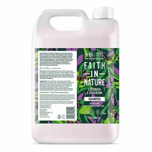 Faith In Nature Natural Lavender and Geranium Shampoo Nourishing Vegan and Cruelty Free No SLS or Parabens For Normal to Dry Hair 5 L Refill Pack