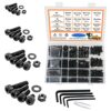 huruirui M2 M3 M4 M5 Nuts and Bolts Washers Assorted Set, Black Hex Socket Head Cap Screws Bolts and Nuts Kit 945pcs, Thread Machine Hex Bolt Set