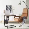 SLATIOM Sofa Side Table Mobile Living Room Table Laptop Home Office Desk With Metal Frame Color  Brown Size  52  62cm