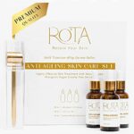 Gold Titanium Derma Roller With Natural Anti Aging Serum Set wVitamin C Hyaluronic Acid Retinol serum  0.5mm Microneedles