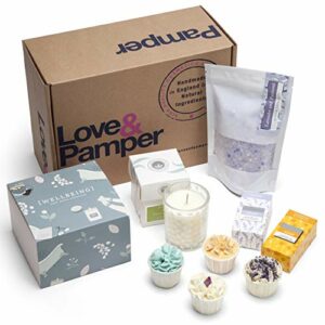 Hand Made Relaxation Pampering Wellbeing Gift Set  4 Relaxation Bath Melts Dead Sea Bath Salts  LavenderPatchouli Soy Wax Glass Candle  Wild Hone