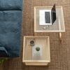 NIZAME Solid Wood Coffee Table Japanese Style Square Combination Glass Closed Edge Design Double Storage Mortise and Tenon Construction Modern Li