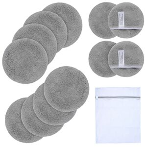 KinHwa Reusable Makeup Remover Pads Super Soft Round Face Pad Microfibre Facial Cleansing Cloths for Skin 12 Pack Lightgrey