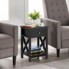 MHUI Bedside Table Night Stand with Storage Compartment Wood Stackable Side End Table with Metal Legs for Bedroom Living Room