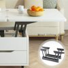 HMBB Lift Top Coffee Table 47.2 Coffee Table with 2 Storage Drawers and Hidden Compartment MultiFunctional Folding Dining Table with 4 Stools for