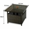 COSTWAY Rattan Patio Wicker Bistro Dining Tables Square Umbrella Table with Storage Space Outdoor Stand Garden Leisure Coffee Table WUmbrella Hol
