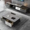 Kitchen dining table set dining table Mod Rock Board Coffee Table Modern Minimalist Living Room Coffee Table Sofa Side Table Carbon Steel Base Co
