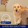 subrtex Quilted Sofa Cover Reversible Sofa Protector 3 Seaters Armchair Cover with Adjustable Elastic Straps, Side Storage Pocket (Sofa,Sand) (So