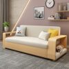 HMBB Sofa Bed Couch Convertible Sofa Sleeper Modern Futon Sofas Sets Fold Up and Down Linen Fabric Recliner Couch for LivingReception Room Beige