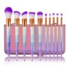 CDC DIGI 10 Pcs Makeup Brushes Set Unicorn Rainbow Handle Synthetic Hair Professional Makeup Brushes Kit with Eyeliner Foundation Blusher Powder