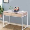 Wood Table Computer Desk Household Wood Computer Laptop Desk Table with Double Drawers for Living Room Office