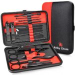 Keiby Citom Manicure Set 18pcs Professional Nail Clippers Kit Pedicure Care ToolsStainless Steel Grooming Tools With Rose Gold PU Leather Case fo