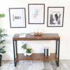 Table 2 Tier Sofa Table Wood Rectangular Console Hall Industrial Entry Table Industrialwith Storage Shelf For Entryway Living Room Hallway In 3 S