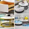 YANJ Coffee Tables Set with Drawer Tempered Glass Top Nesting End Table Set of 2 Stackable Modern Minimalist Side Table for Living Room Balcony B
