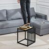 shelf NAN Set Of 2 Industrial Side Tables with Black Metal Frame  End Stackable Rectangular Nesting Tables  Neutral Minimalist  Easy Stacking For