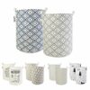 LessMo 2Pcs 19.7" Laundry Hamper, Collapsible Storage Basket With Easy Carry Handles, Waterproof Round Cotton Linen, for Baby Products, Toys, Bed
