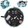 The Flat Lay Makeup Bag  Travel Make Up Organiser for Cosmetics Eyeshadow MakeUp Brushes Lipstick  Tools  Drawstring Bag Storage for Skin Care  T