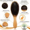 100 Boar Bristle Hair Brush Set. Soft Natural Bristles for Thin and Fine Hair. Restore Shine And Texture. Wooden Comb Travel Bag and Spa Headband
